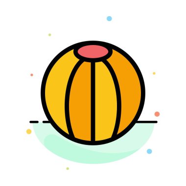 Top, Plaj, Plaj Topu, Oyuncak Soyut Düz Renk Simgesi Şablonu