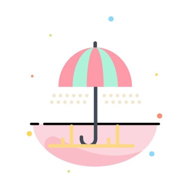 Yağmur, Şemsiye, Hava, Bahar Soyut Düz Renk Simge Templat