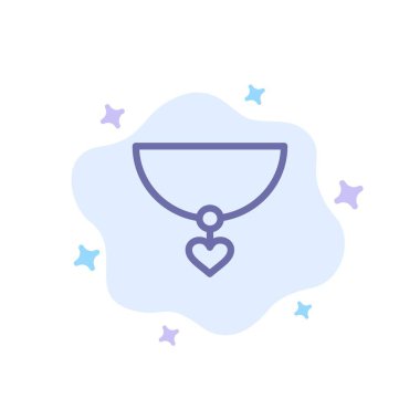 Kolye, Kalp, Soyut Bulut Arka Plan Üzerinde Hediye Mavi Simge