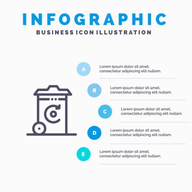 Bin, geri dönüşüm, enerji, 5 adım prese ile Reycil bin Line simgesi