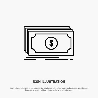 Para, Fon, Transfer, Dolar Hattı Simge Vektör