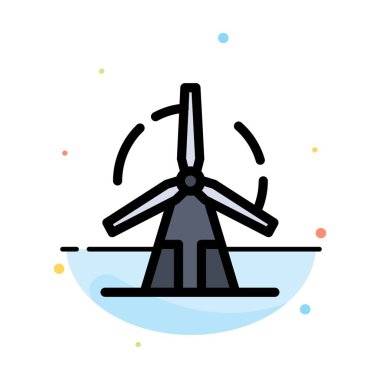 Temiz, Enerji, Yeşil, Güç, Yel Değirmeni Soyut Düz Renk Simge T
