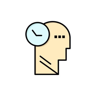 Zaman, Zihin, Düşünceler, Baş Düz Renk Simgesi. Vektör simgesi afiş 