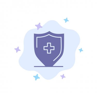 Hastane, İşaret, Pano, Soyut Bulut Backgr Üzerinde Kalkan Mavi Simge