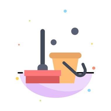 Süpürge, temiz, temizlik, süpürme soyut düz renk simge şablonu