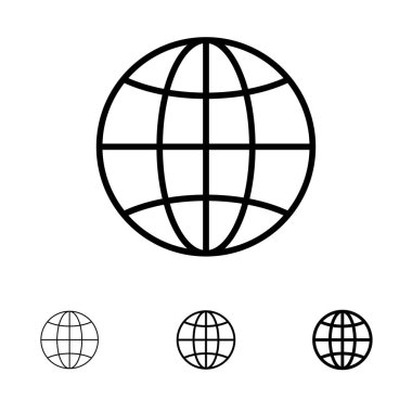 World, Globe, Internet, Design Kalın ve ince siyah çizgi simgesi