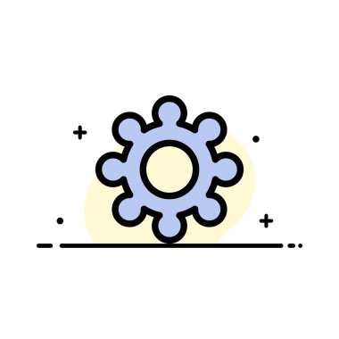 Dişli, Ayar, Dişliler İş Düz Hat Dolu Simge Vektör Banne