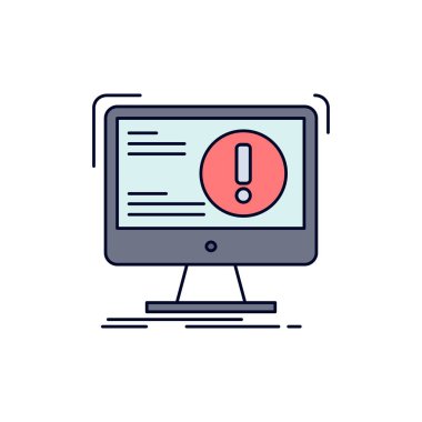 Uyarı, antivirüs, saldırı, bilgisayar, virüs düz renk simge vektör