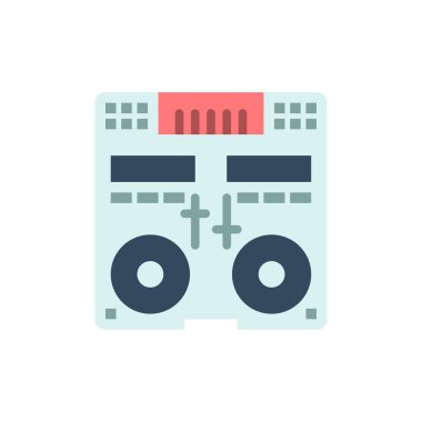 Cd, Konsol, Güverte, Mikser, Müzik Düz Renk Simgesi. Vektör simgesi ba
