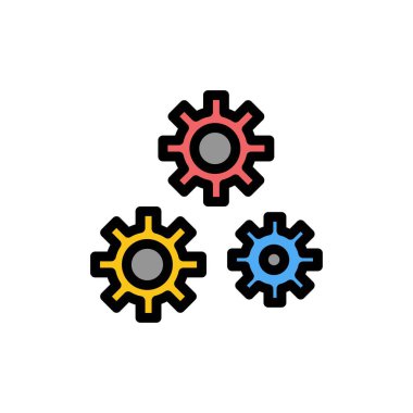 Yapılandırma, Dişliler, Tercihler, Servis Düz Renk Simgesi. Vektör simgesi afiş Şablonu