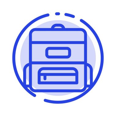 Çanta, Eğitim, Okul Çantası Mavi Noktalı Satır Simgesi