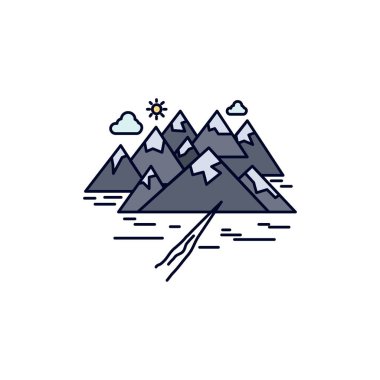 , Dağ, tepe, manzara, kayalar, çatlak Düz Renk Simge Vektör