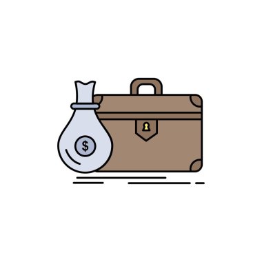 Evrak çantası, iş, Case, açık, Portföy düz renk simgesi vecto