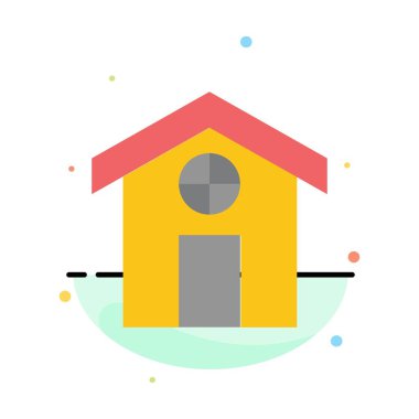 Şehir, İnşaat, Ev Soyut Düz Renk Simgesi Şablonu