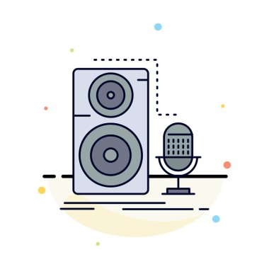 Canlı, mikrofon, mikrofon, kayıt, ses Düz Renk Simge Vektör