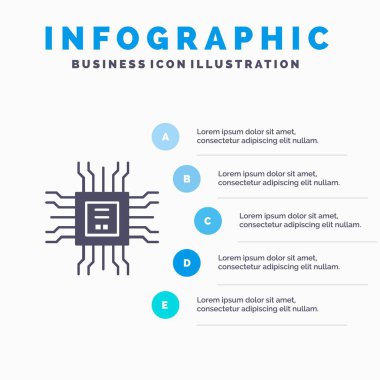 Kitap, Cpu, Öğrenme, Teknoloji Katı Simge Infographics 5 Adımlar 
