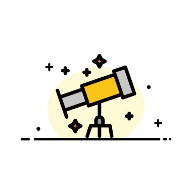 Astronot, Uzay, Teleskop İş Düz Hat Dolu Simge Vect