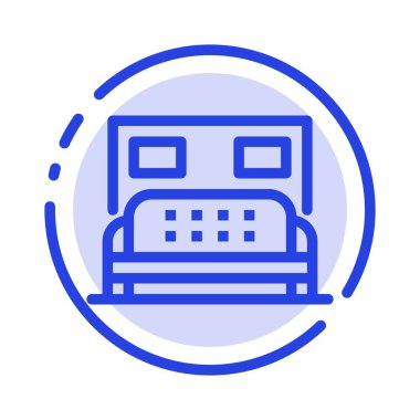 Otel, Yatak, Yatak Odası, Servis Mavi Noktalı Hat Hattı Simgesi