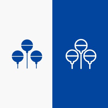 Balon, Paskalya, Tatil Hattı ve Glyph Katı simgesi Mavi afiş L