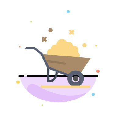 Barrow, İnşaat, Tekerlek, Bahar Soyut Düz Renk Simgesi Tem