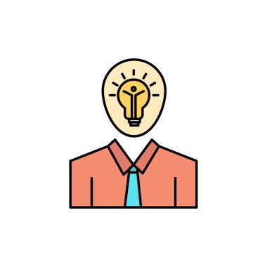 Adam, Fikir, Başarı, Işık, Büyüme Düz Renk Simgesi. Vektör simgesi 