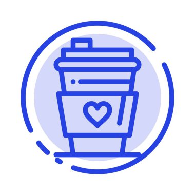 Cam, İçecek, Aşk, Düğün Mavi Noktalı Çizgi Hattı Simgesi