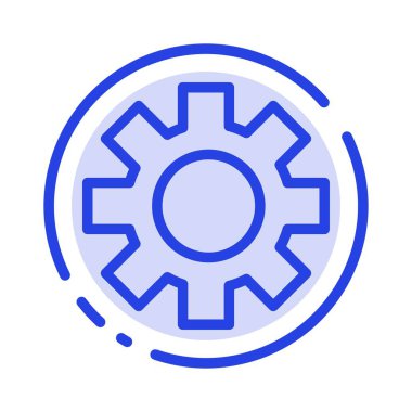 Ayar, Dişli, Lojistik, Küresel Mavi Noktalı Çizgi Simgesi