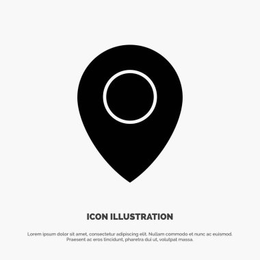 Lo0cation, Harita, Pin katı Glyph Simgesi vektör