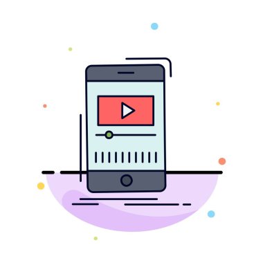medya, müzik, oyuncu, video, mobil Düz Renk Simge Vektör