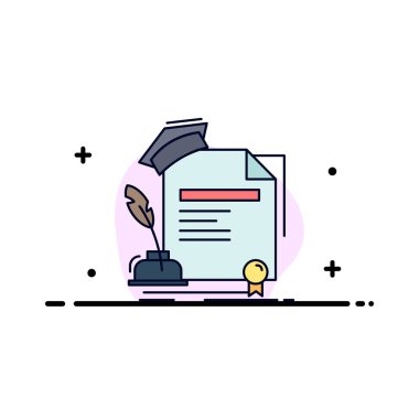 sertifika, derece, eğitim, ödül, anlaşma Düz Renk Simgesi