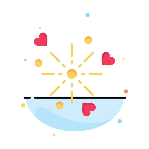 Fogos de artifício, Celebração, Coração, Love Business Logo Template. Plano —  Vetores de Stock