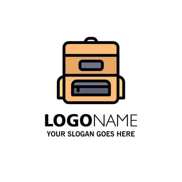 Modèle de logo d'entreprise de sac, d'éducation, de cartable. Couleur plate — Image vectorielle