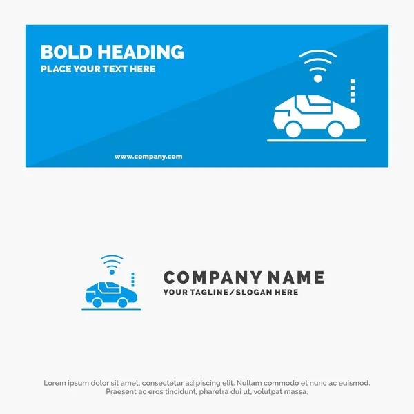 Auto, Voiture, Wifi, Signal SOlid Icon Website Banner and Business L — Image vectorielle