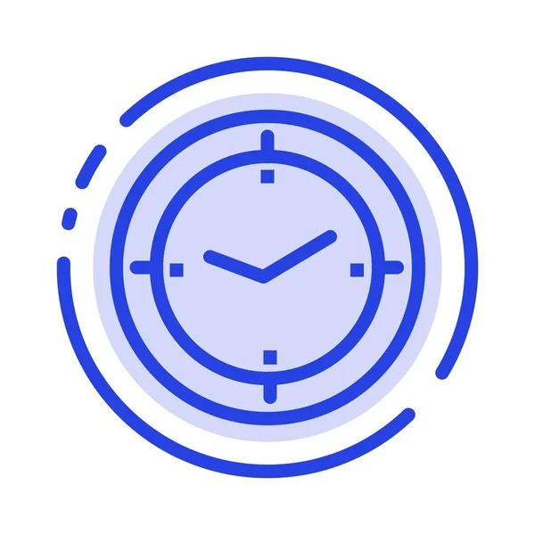 Tiempo, temporizador, brújula, máquina azul punteado línea icono — Vector de stock