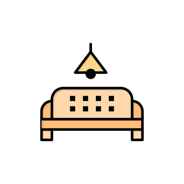 Soffa, möbler, knöl, hem platt färg ikon. Banderoll för vektor ikon — Stock vektor