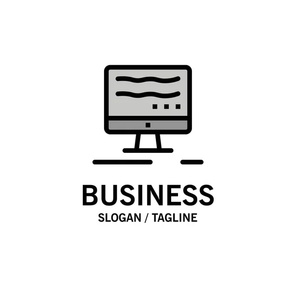 Computadora, Online, Marketing Business Logo Template. Color plano — Vector de stock
