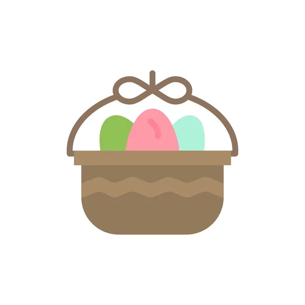 篮子， 复活节， 鸡蛋， 自然平面颜色图标.矢量图标横幅 — 图库矢量图片