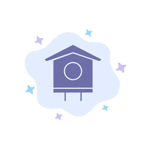 Dom, ptak, Birdhouse, wiosna niebieski ikona na abstrakcyjne chmura Backg — Wektor stockowy