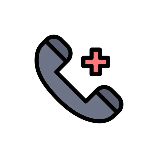 Llamar, Llamar, Hospital, Teléfono, Eliminar icono de color plano. Vector ico — Vector de stock