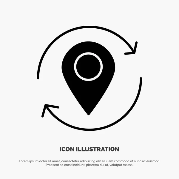 Flecha, Ubicación, Mapa, Marcador, Pin sólido Glifo Icono vector — Vector de stock