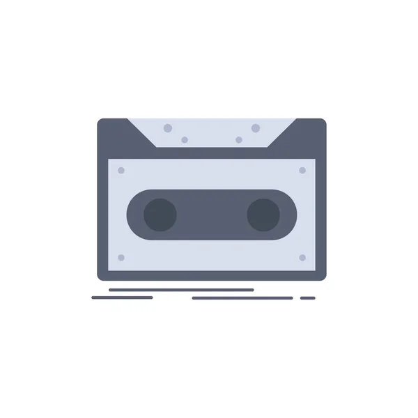 Cassette, démo, enregistrement, bande, enregistrement Flat Color Icon Vector — Image vectorielle
