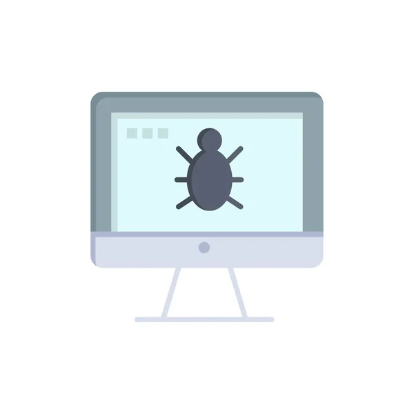 Monitor, Bug, Tela, Segurança Flat Color Icon. Proibição de ícone vetorial — Vetor de Stock