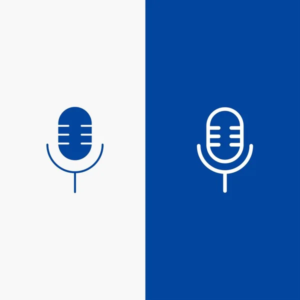 Micromessage, Microphone, Son, Ligne de Spectacle et Glyphe Icône solide Bann bleue — Image vectorielle
