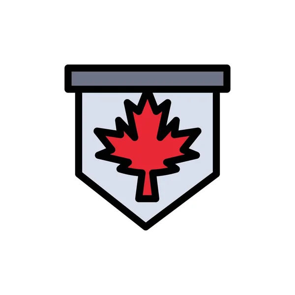 Etiqueta, Folha, Canadá, Ícone de cor plana sinal. Banner de ícone de vetor Tem — Vetor de Stock