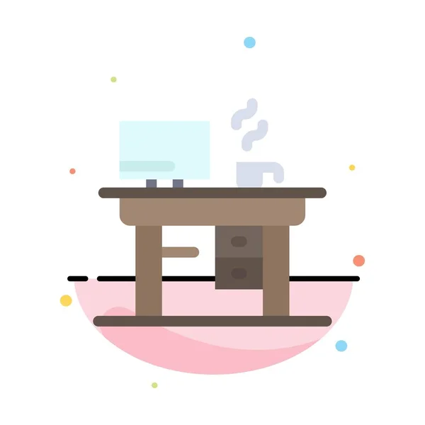 Job, Laptop, Office, Working Abstract Flat Color Icon Template - Stok Vektor