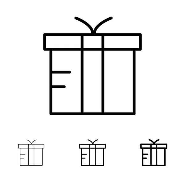 Box, Logistik, gåva, Global fet och tunn svart linje ikon set — Stock vektor
