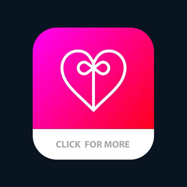 Corazón, Regalo, Botón de la aplicación móvil de cinta. Línea Vers de Android e IOS — Vector de stock