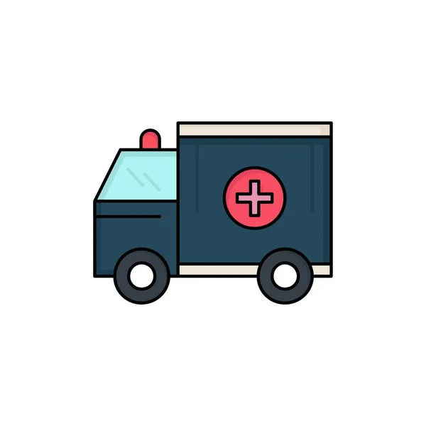 Ambulancia, camión, médico, ayuda, van Flat Color Icon Vector — Vector de stock