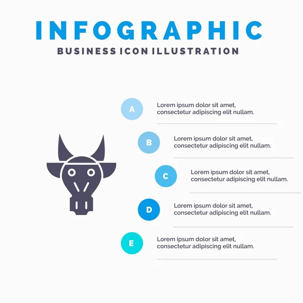 Adornment, Animals, Bull, Indian, Skull Solid Icon Infographics — Stock Vector