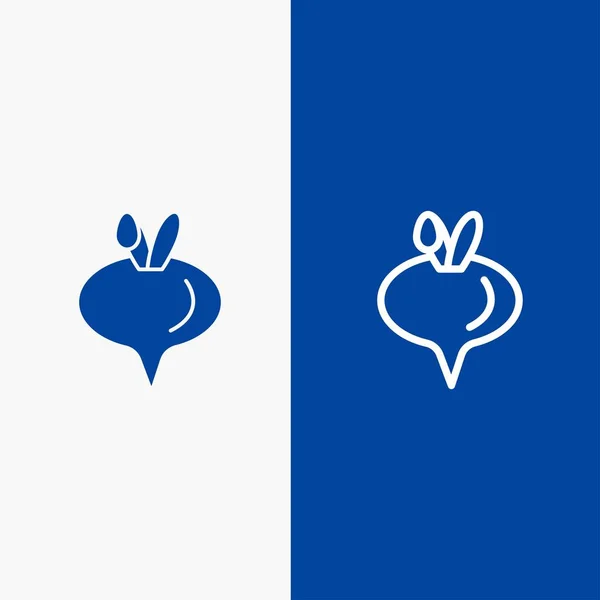 Mat, kålrot, vegetabiliska linje och Glyph solid ikon blå banner Li — Stock vektor